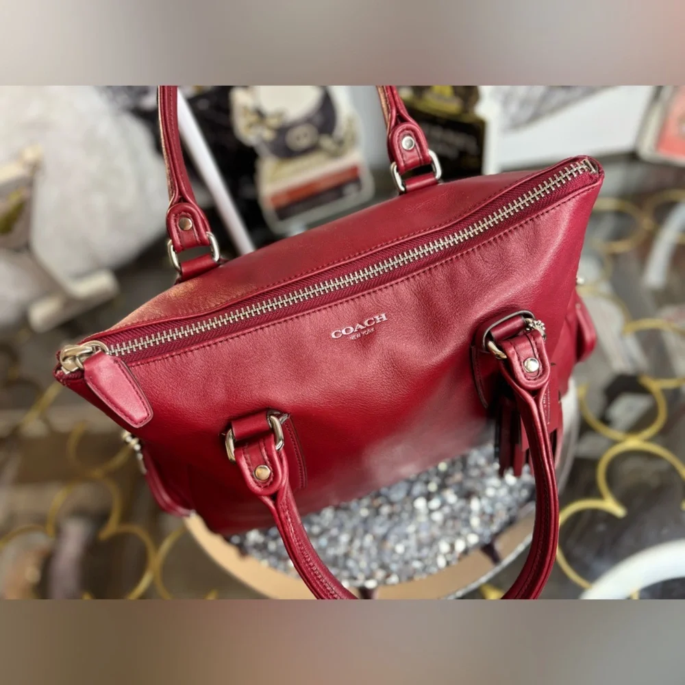 Coach 2012 RARE Legacy leather Archive black cherry Zip Top Handle Bag EUC - Picture 6 of 17